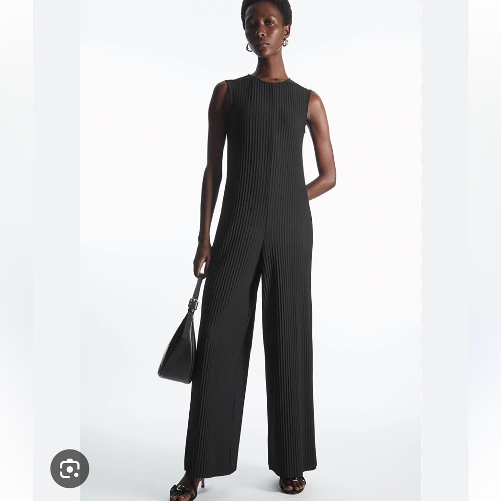 COS black pleated wide leg jumpsuit, size XS - Picture 2 of 12